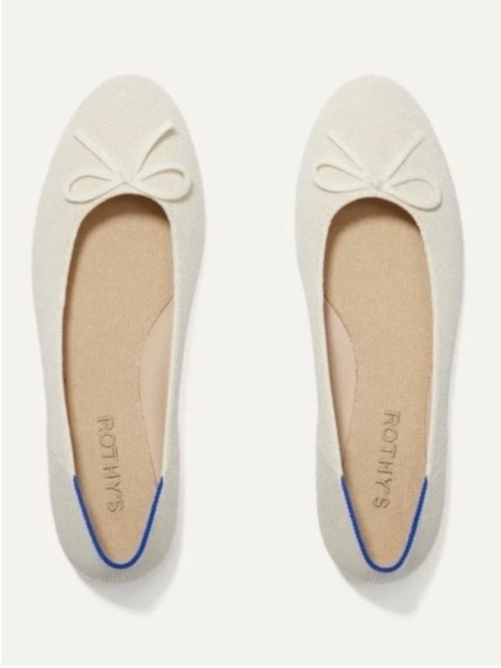 Rothy’s The Ballet Flat Gardenia Ivory Bow Knit Flats Size 10.5